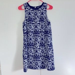 Loft blue and white floral shift dress